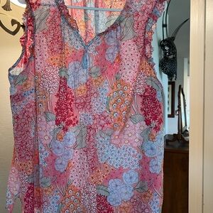 Talbots Floral Sleeveless Blouse - Pink and Blue